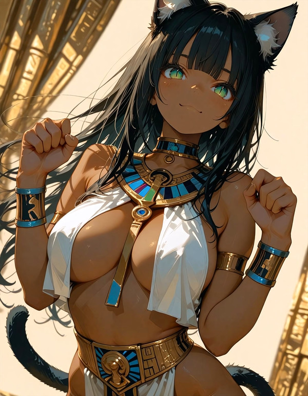 褐色エジプト猫耳 Egyptian catgirl
