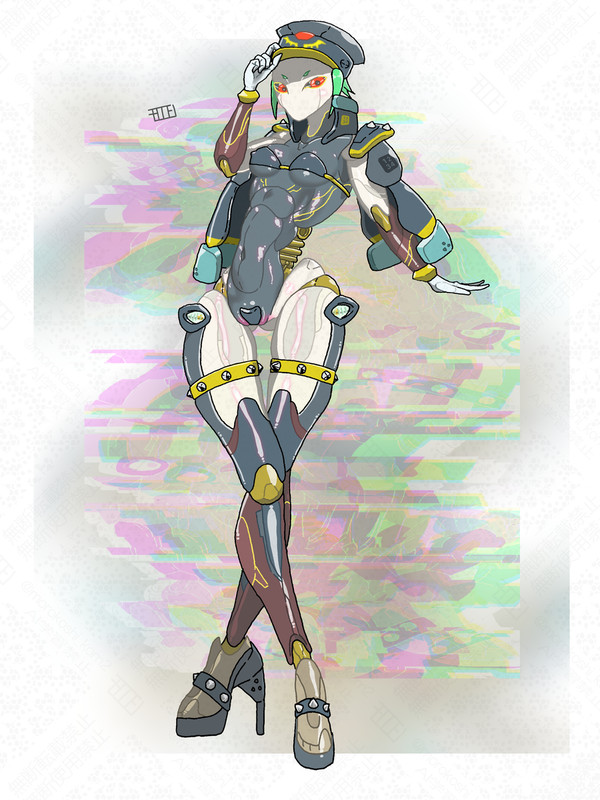 閉じた目、スタッズ、エリ、🔢 のロボ娘