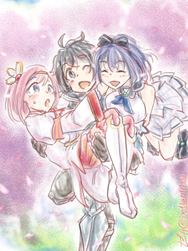 桜の道を駆けてゆく