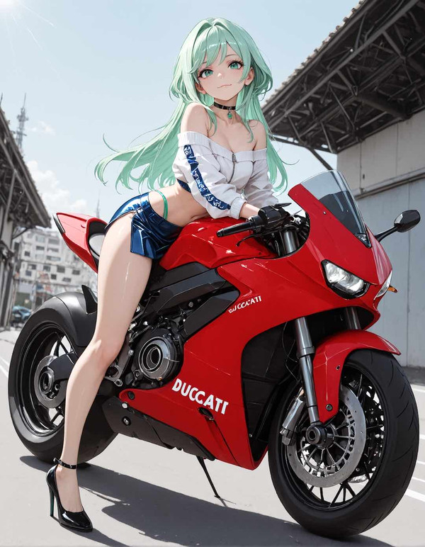 バイクとレースクイーン