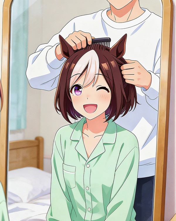 髪を梳かす