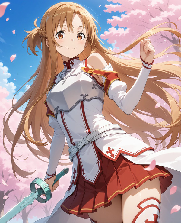 桜の木の前でソードアートオンライン・アスナです。