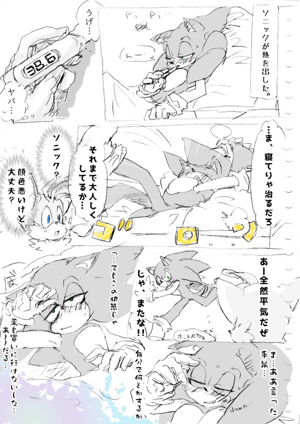 弱ってるソニックを看病してくれるシャドウ