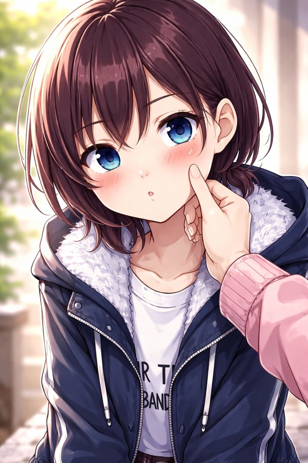 Squeezing Nina's cheeks