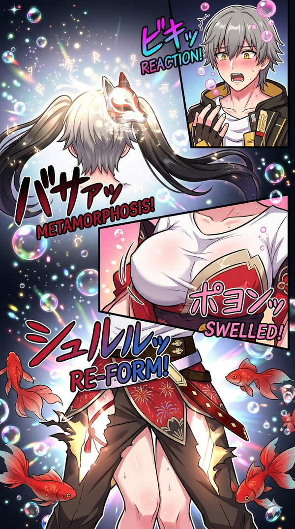 開拓者→花火 2ページTS漫画