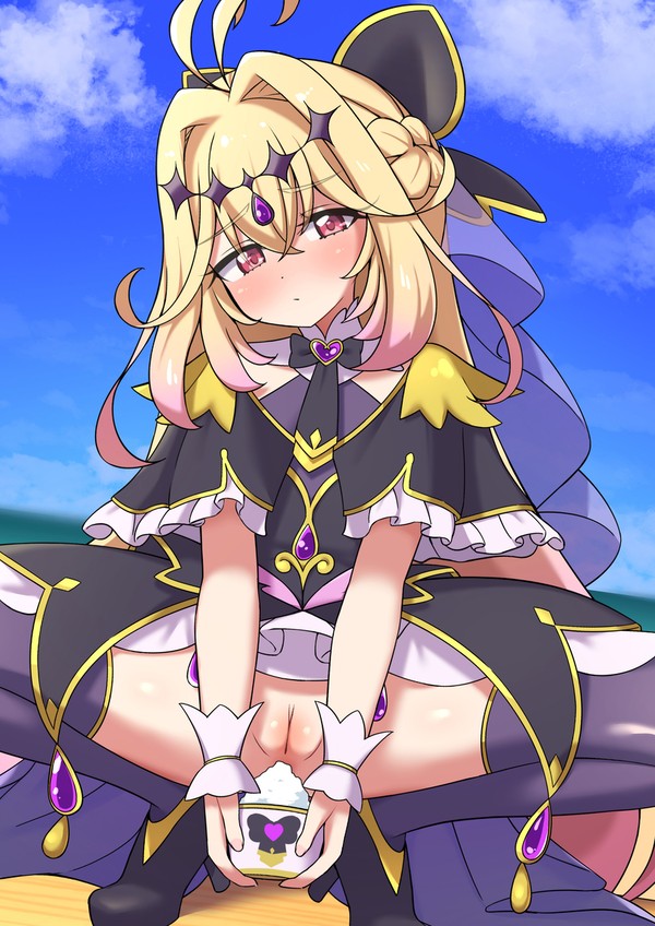 特製シロップをかけてくれるキュアアルカナ・シャドウ