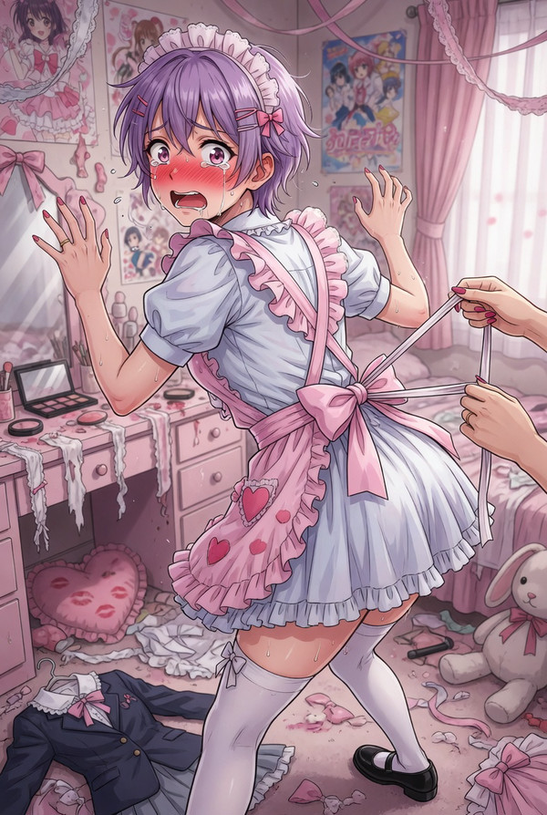 【今日のお題:エプロン】絶壁×涙目!男の娘の不本意女装
