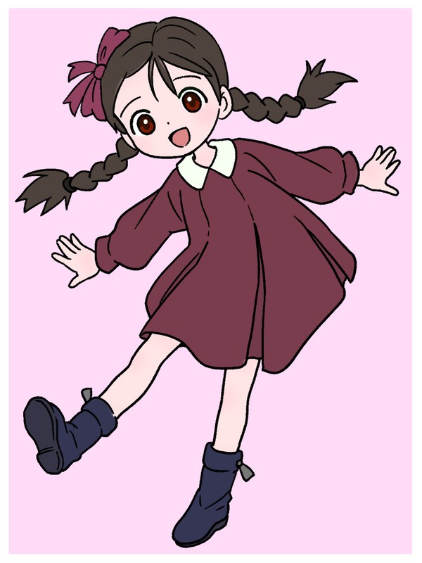 おさげワンピース娘