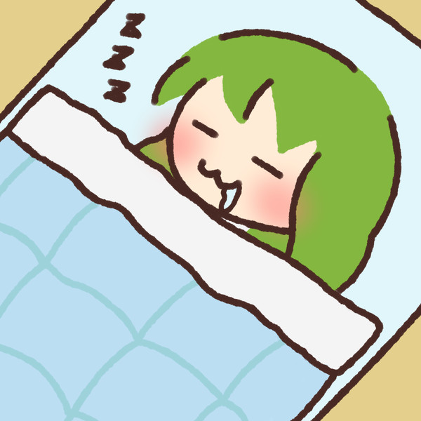 気持ちよさそうに布団で寝ている早苗さん
