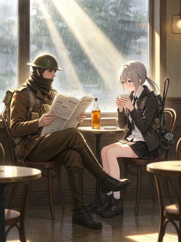 第一次世界大戦の兵士と少女