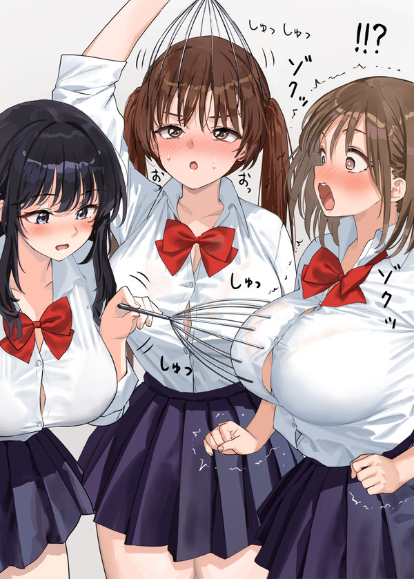 ヘッドマッサージグッズを胸に使って未体験の感覚を味わう女の子