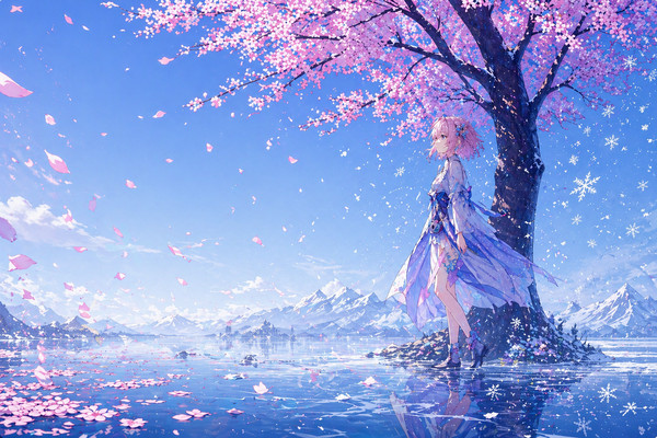 三月七｜桜雪の水面