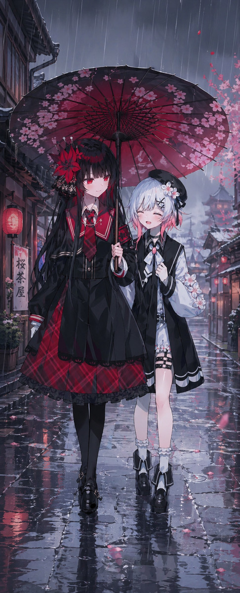 雨の中