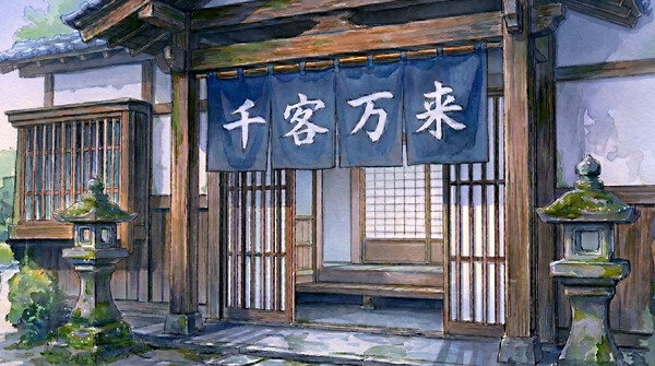 【フリー背景素材】和風の店先イラスト素材集【AI生成】