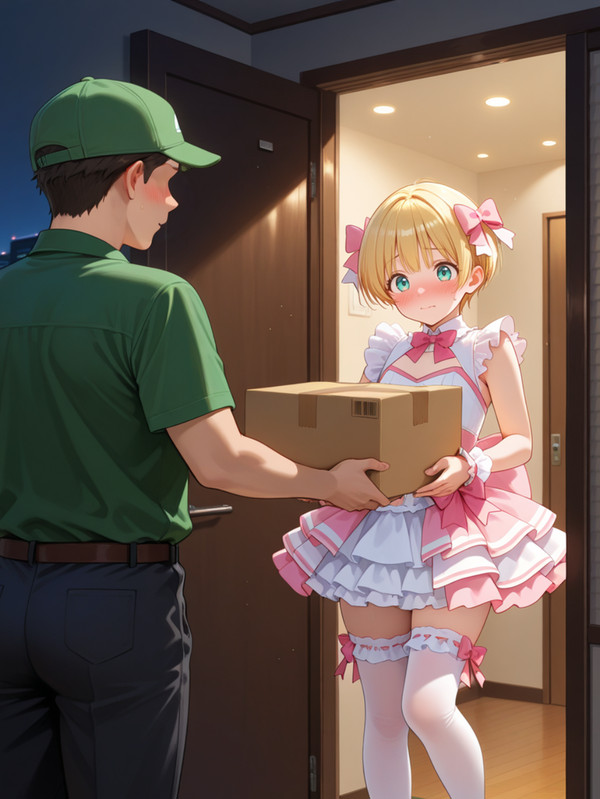 トータルコーディネート⑮|ピンクのフリルと優しい視線