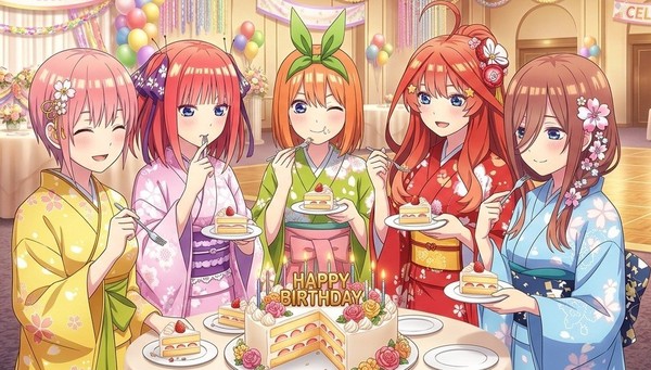浴衣の中野姉妹を「誕生日」のある日