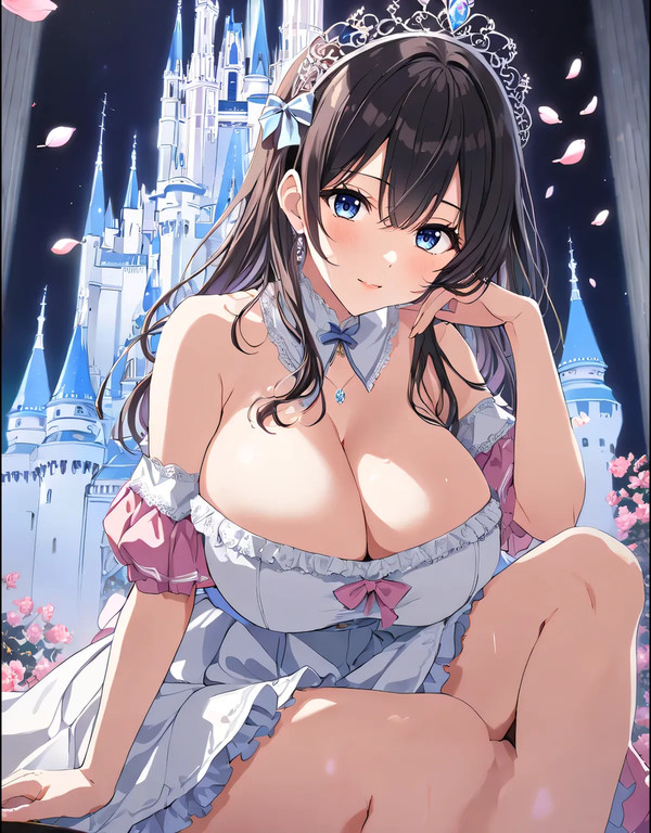 爆乳お嬢様_お城の前で写真撮影