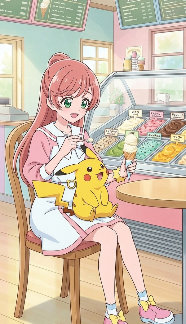 虹ヶ丘ましろちゃん＆ピカチュウ②【アイスクリームの日】