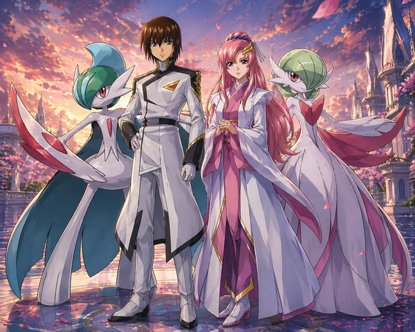 Kira and Lacus with Pokémon