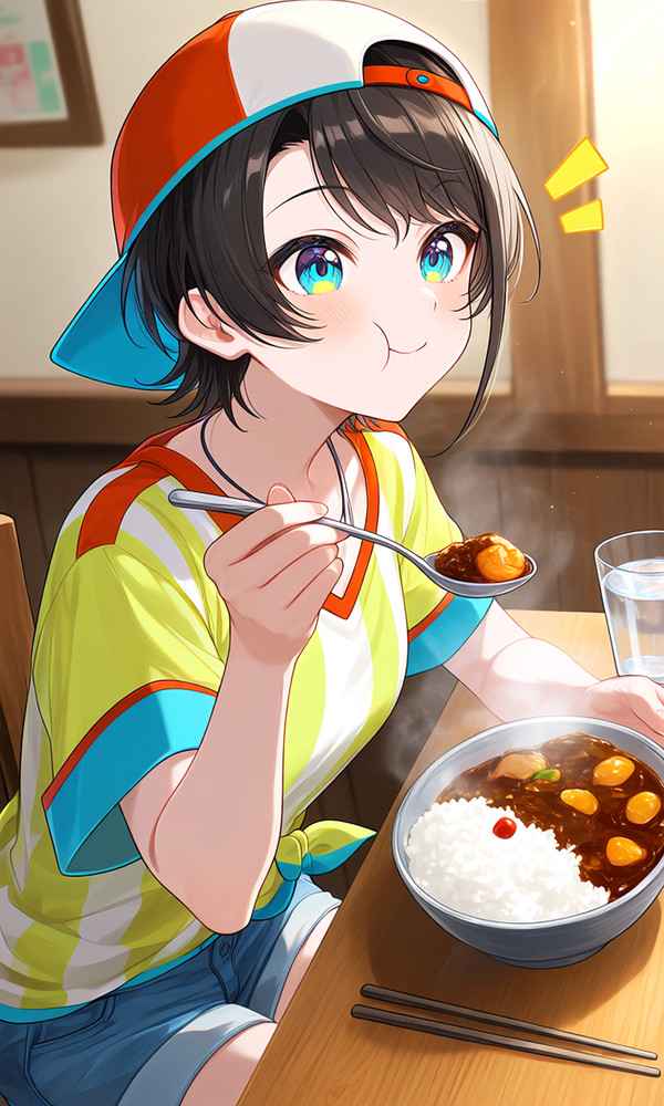 カレー食べてる大空スバル