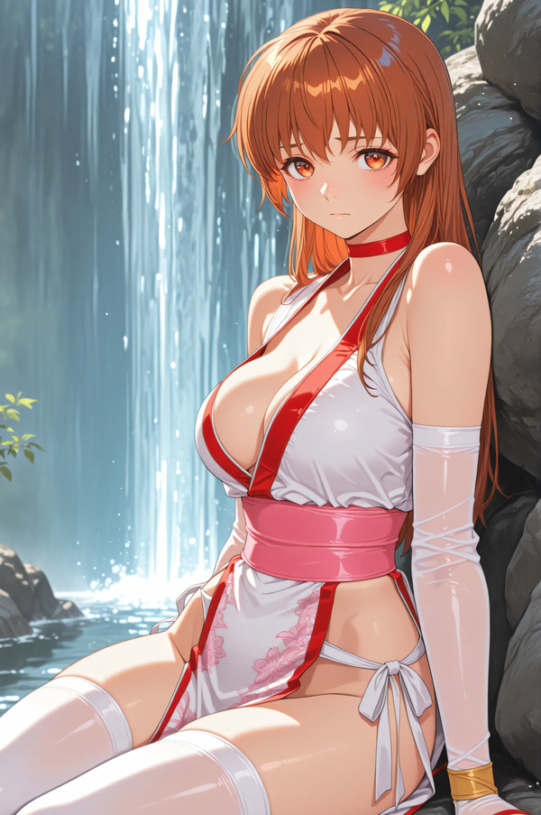 かすみさん 滝つぼにて