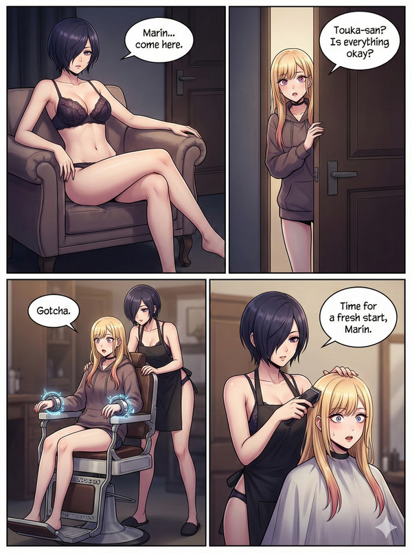 Touka shaving Marin