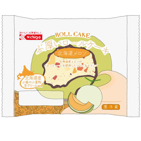 日糧製パン  ぶ厚いロールケーキ 北海道メロン🍈