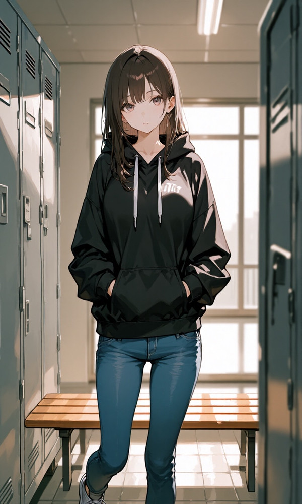 脱衣して部屋の外へ