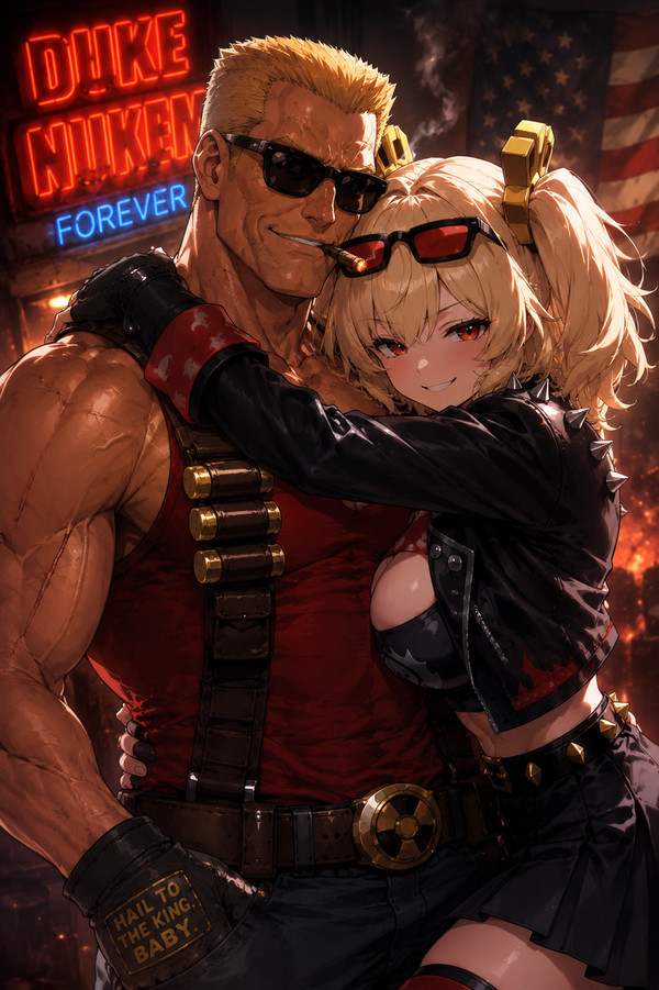 Burnice with daddy Duke Nukem
