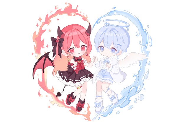 【ポケコロツインイラコン】火と水のふたご