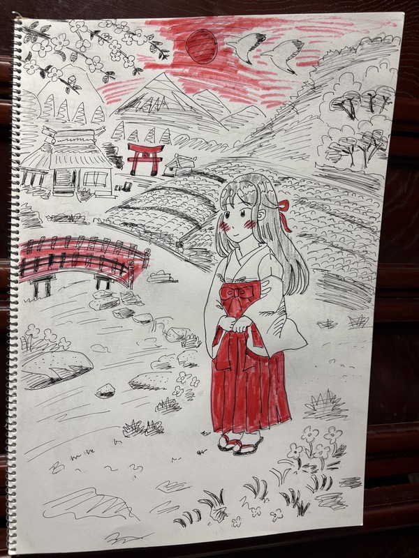 習作　里の巫女さん