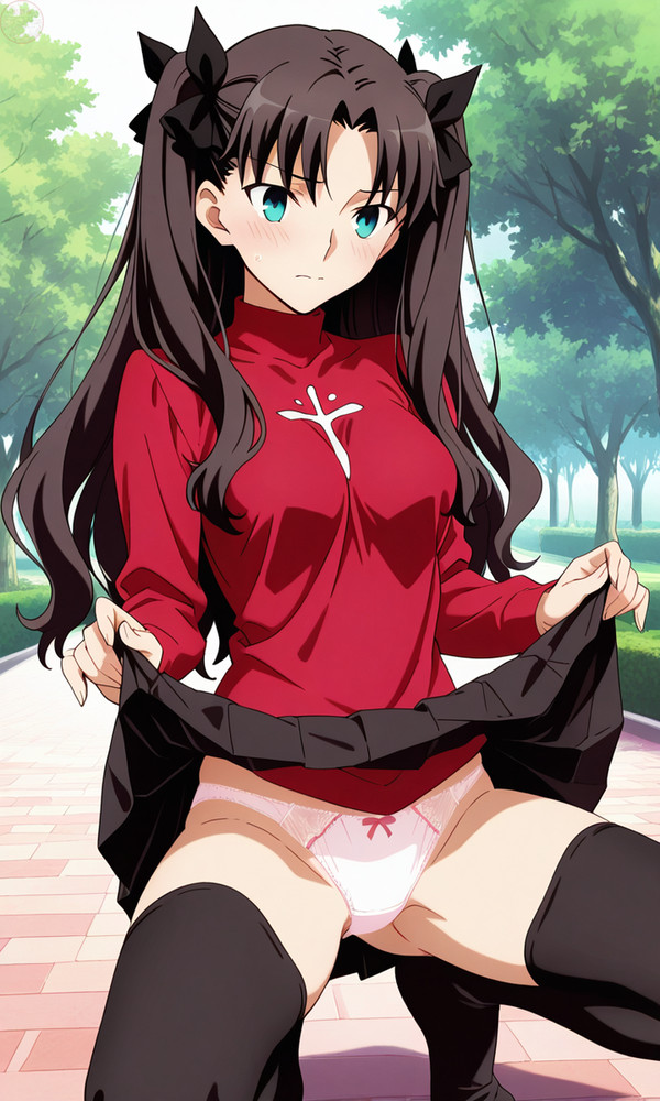 遠坂凛 しゃがみ白パンツ 1