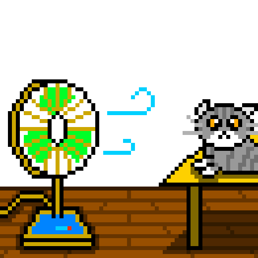 【ドット絵】猫と扇風機