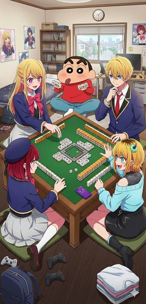 4人でみんなで麻雀対決