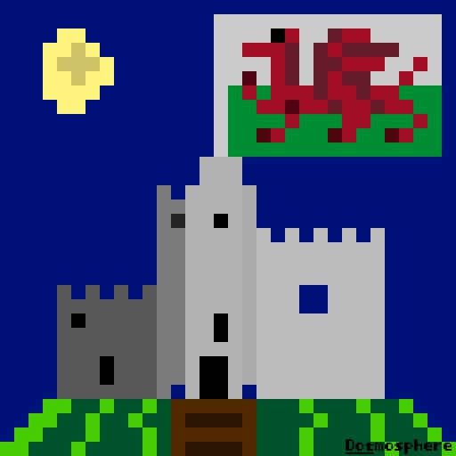 【ドット絵】カーディフ城の夜景