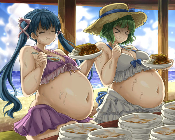 Skeb依頼忍と綾の水着カツカレー大食い