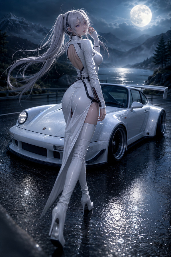 月夜とポルシェとお姉さん