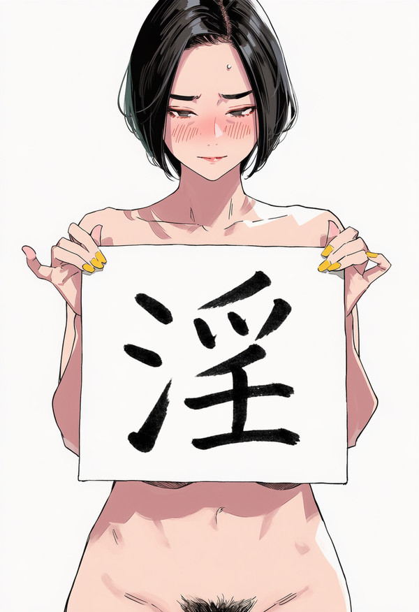 巨乳妻のエロ習字
