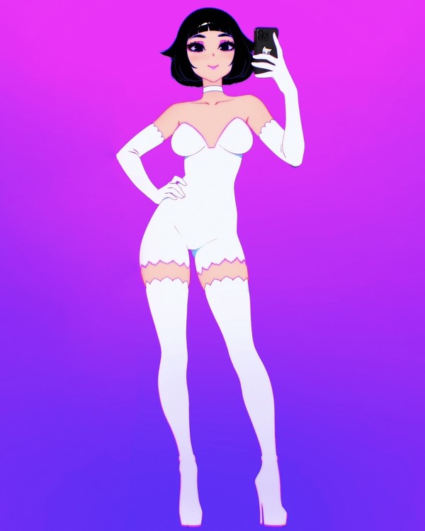 Black Cat in a White Outfit - 1/1