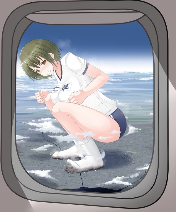 超巨大アイドルが街を破壊する様子を飛行機から見るやつ - 1/1