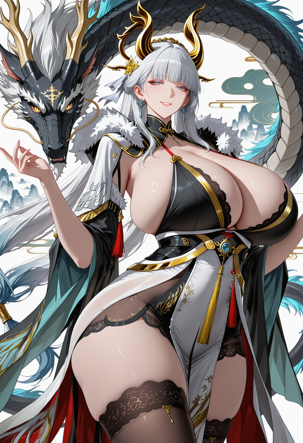 《玄龙衔雾,玉影凝霜》
