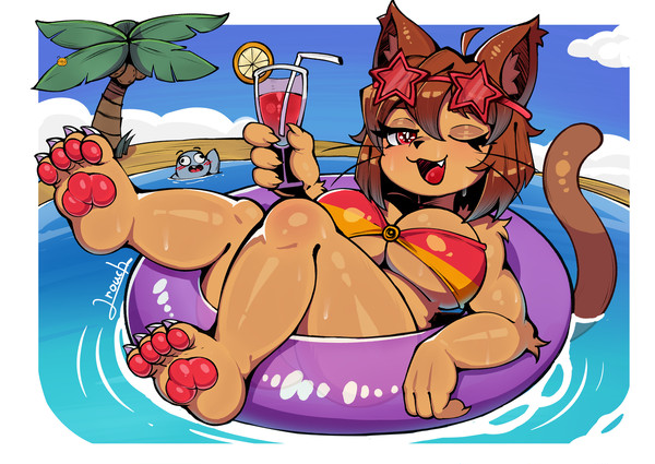 画了夏日度假的Kit小姐