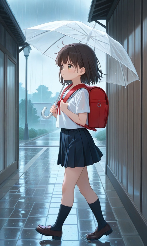 雨の日の女の子