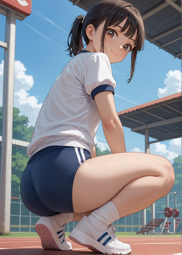一粒で二度美味しい、ブルマのお尻のパンティライン