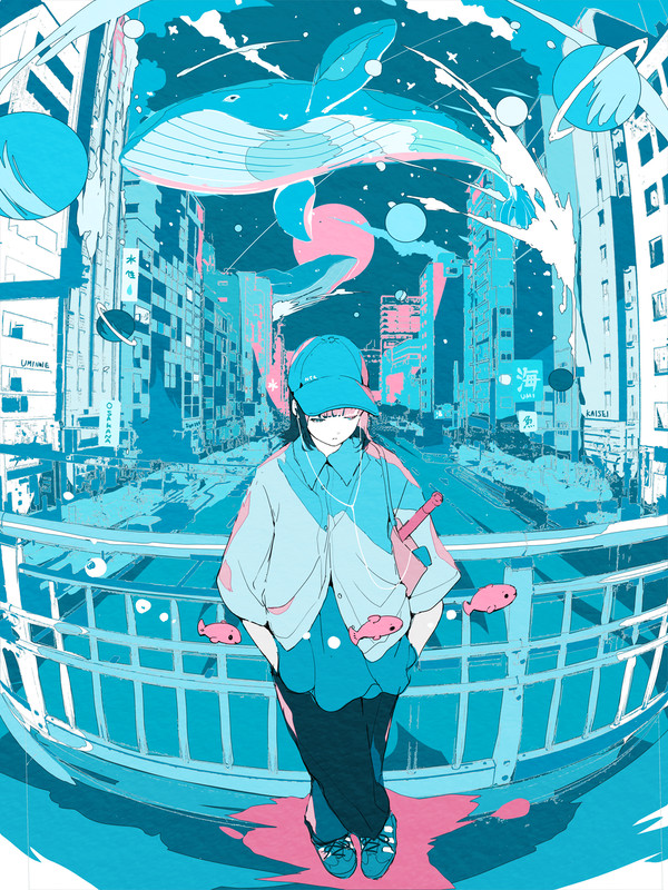 東京都幻想区・海星町中央通り-夜。 - 1/1