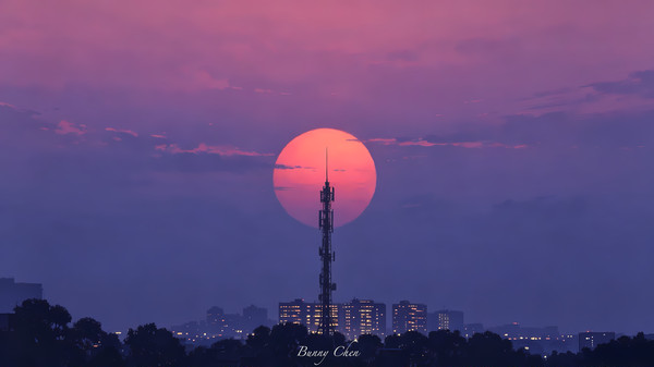 日落的都市天线