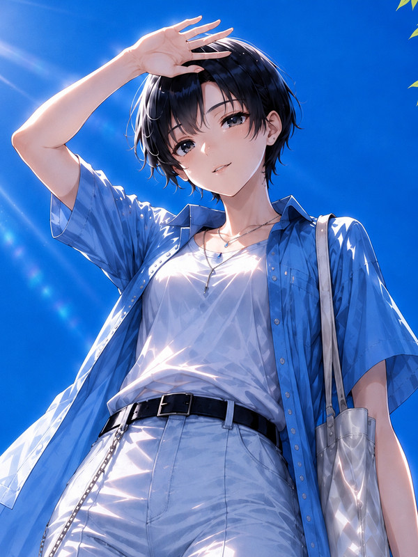 ボーイッシュちゃん_夏空を見下ろすイケメン女子
