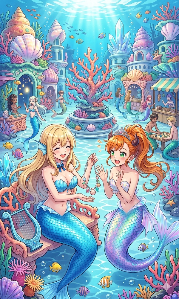 ミーナちゃんと悪魔まなつちゃん(人魚姫コスプレ)