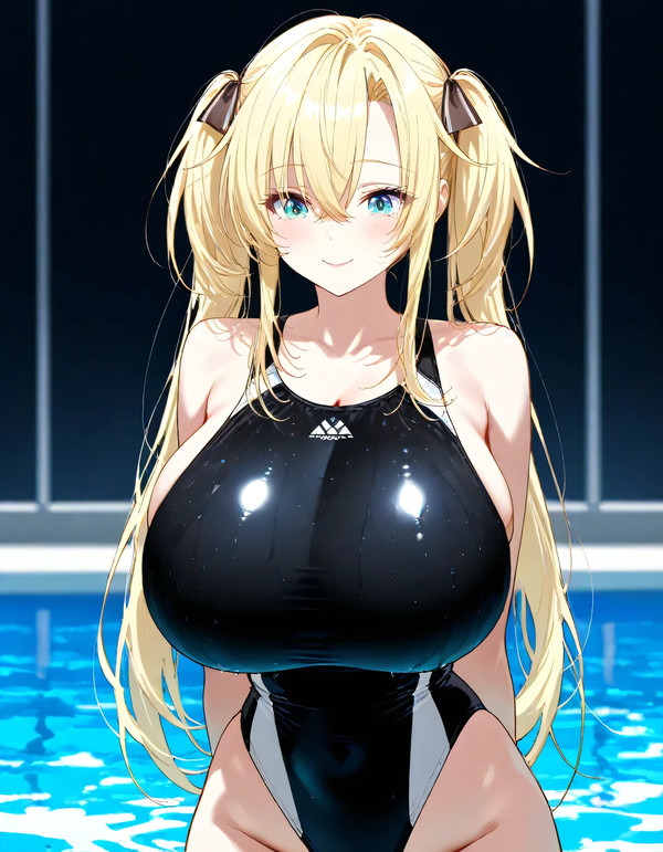 競泳水着姿になったレギーナ(おっぱい増量ver)