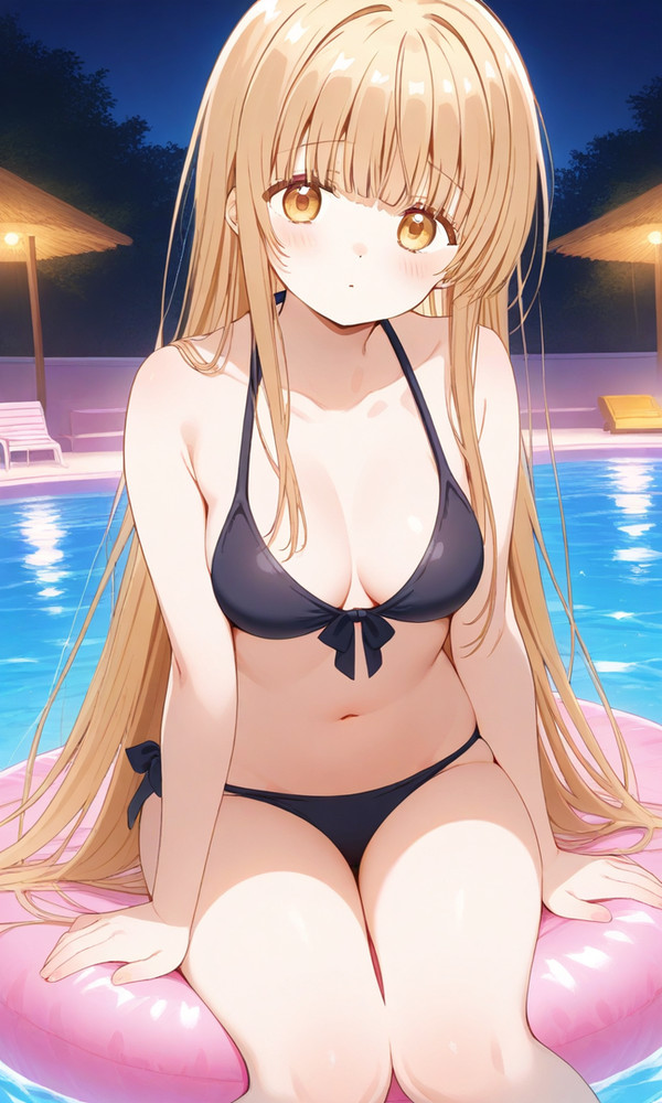 椎名真昼　黒ビキニでナイトプール
